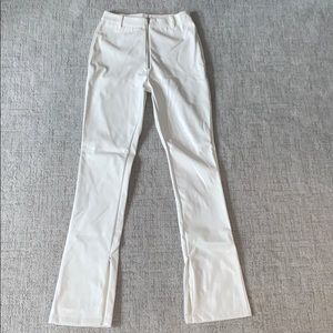 White leather high wasted pants